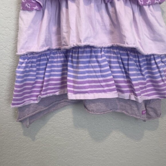 Naartjie Kids Girls 2T Purple Floral Short Sleeve Dress Tiered Ruffles Elephant - Picture 3 of 10